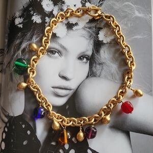 vintage Anne Klein gold chain beaded necklace